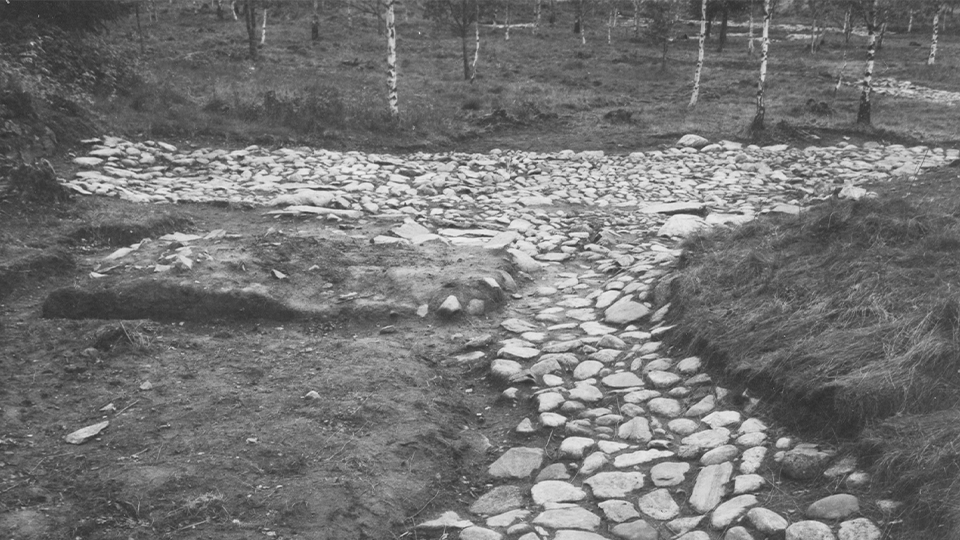 Photo de la route Edskörselvägen (fouilles archéologiques de Brätte, 1943)