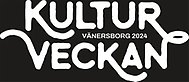 Kulturveckans logotyp i vitt mot svart bakgrund